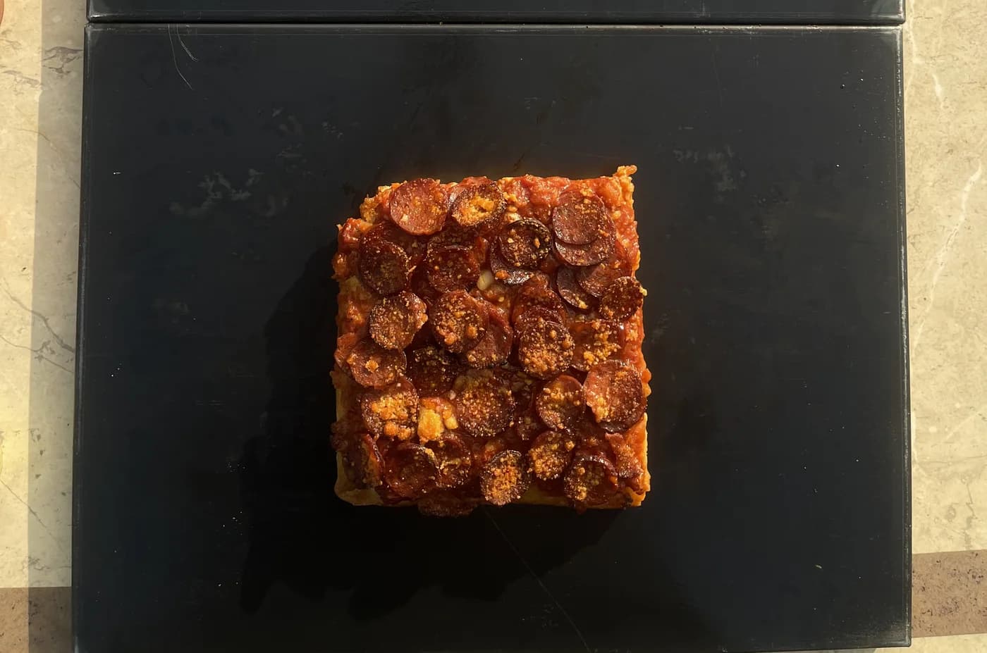 Pepperoni Detroit Style Pizza slice
